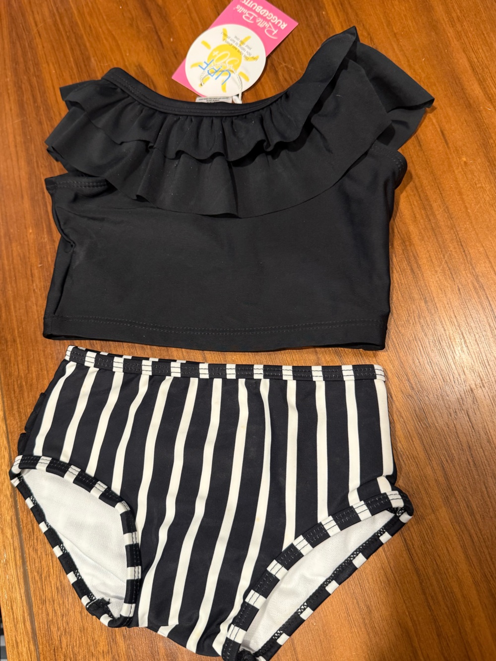 *NWT* Ruffle Butts Black & White Stripe Ruffled Tankini